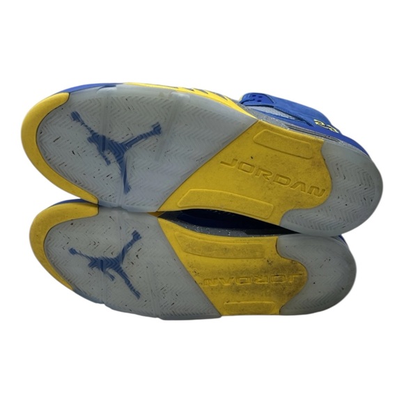 Nike Air Jordan 5 V Retro Laney Blue Yellow Grey Suede CD2720-400 Mens Size 9 - Picture 6 of 7